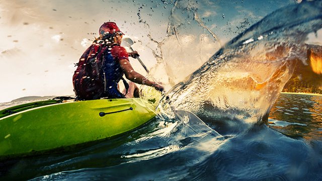 Kayaker action photo for stock photography