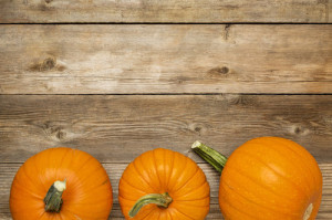 autumn pumpkin on rustic wood